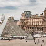 people gathering near Louvre Museum during daytime